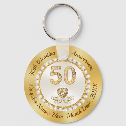 Gorgeous 50th Anniversary Favors CHEAP Golden Keychain