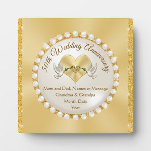Golden Wedding Anniversary Gift 50 Years Personalised Gold Plaque Sign W261