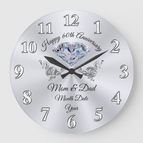Gorgeous 60th Anniversary Gift for Parents Large Clock