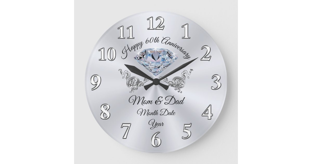 Diamond Personalized 60th Anniversary Gifts CLOCK