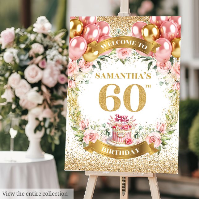 Gorgeous 60th Birthday Boho Welcome Sign Floral (Gorgeous 60th Birthday Boho Welcome Sign Floral)
