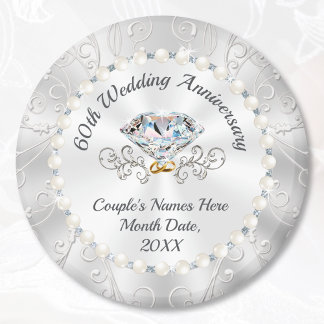 Gorgeous 60th Wedding Anniversary Favors, Diamond Magnet