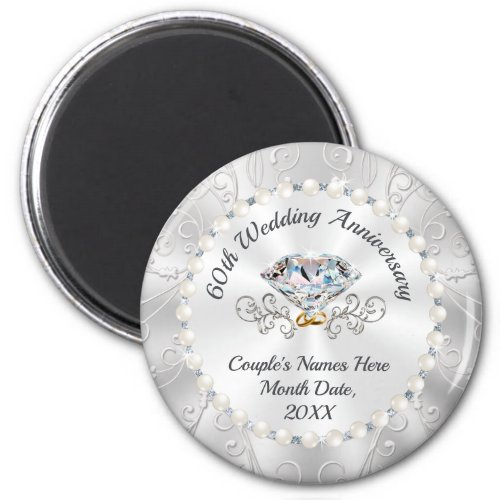 Gorgeous 60th Wedding Anniversary Favors Diamond Magnet