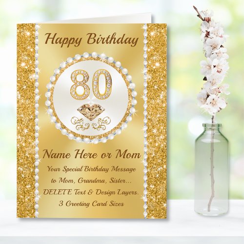 Gorgeous 80th Birthday Card for Mom Gramma Her