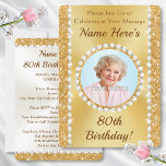 Gorgeous, 80th Birthday Invitations with PHOTO,