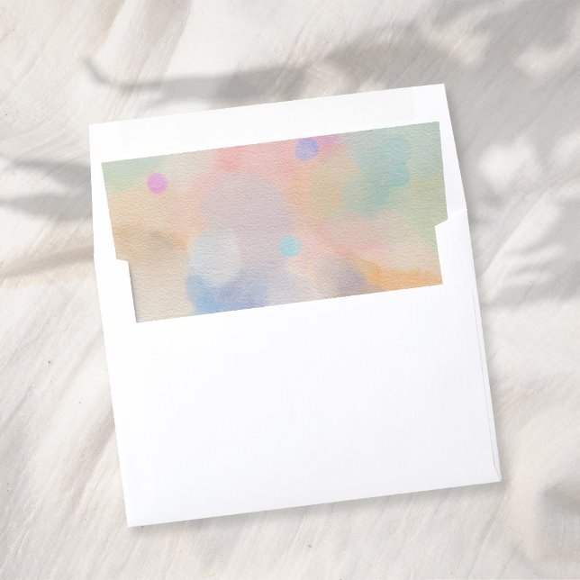 Gorgeous Abstract Watercolor Modern Script Wedding Envelope Liner (Creator Uploaded)