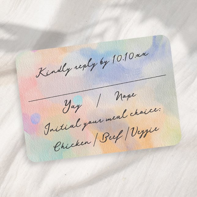 Gorgeous Abstract Watercolor Modern Script Wedding RSVP Card (Creator Uploaded)