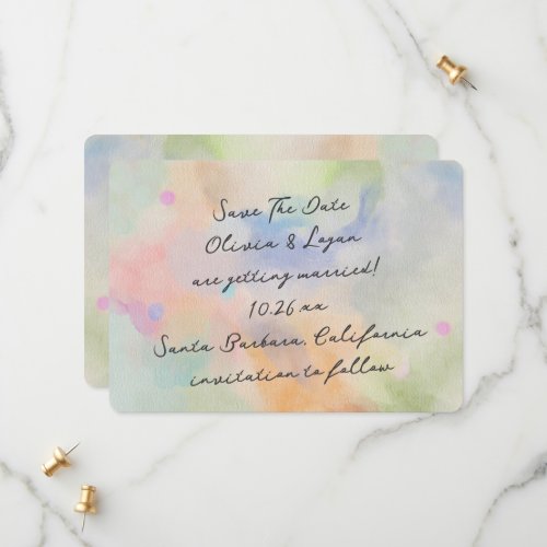 Gorgeous Abstract Watercolor Modern Script Wedding Save The Date