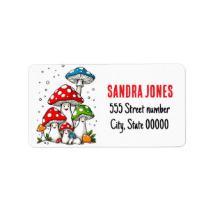 Gorgeous address labels cute mushrooms