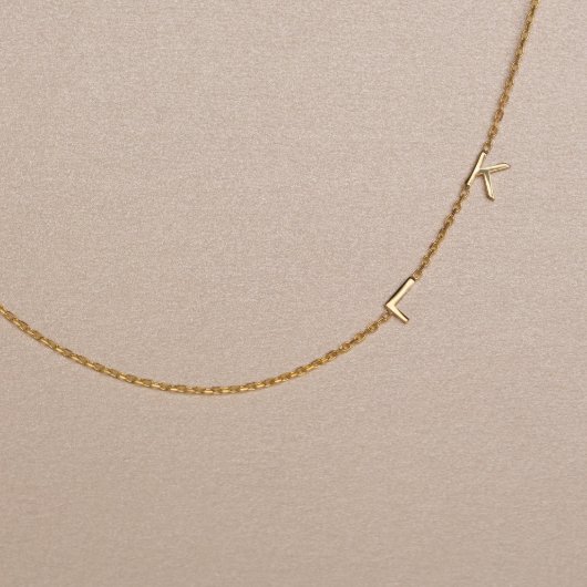 Gorgeous Adjustable Sideways Initials Necklace  (Front)