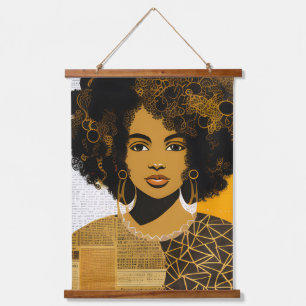 Gorgeous African American Woman Collage Hanging Tapestry
