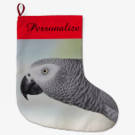 Gorgeous African Grey Parrot Large Christmas Stocking