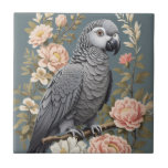 Gorgeous African Grey Parrot With Elegant Florals Ceramic Tile<br><div class="desc">Add a touch of natural elegance to your space with this "Gorgeous African Grey Parrot With Elegant Florals" Ceramic Tile! This beautiful tile features a stunning image of an African Grey parrot surrounded by intricate floral designs, making it a captivating addition to your home décor. Whether you're a bird enthusiast...</div>