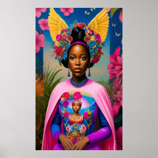 Gorgeous African princess with wings Poster