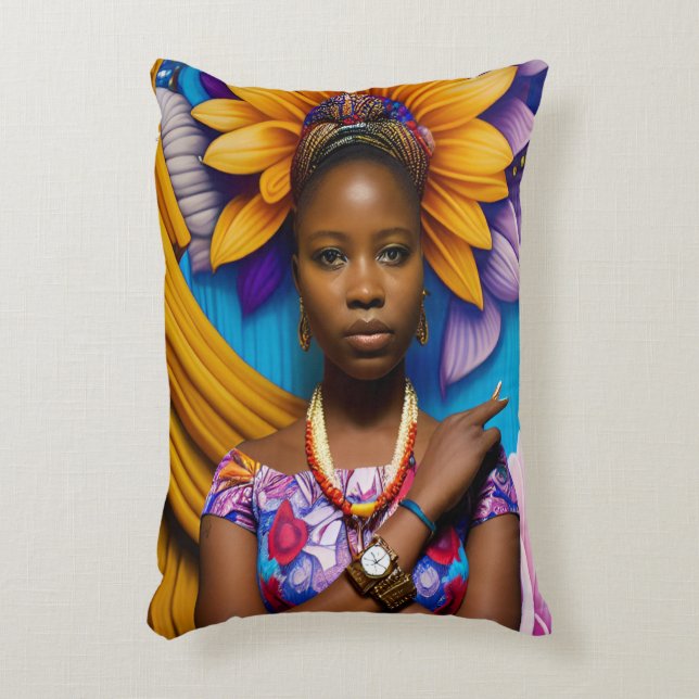 Gorgeous African woman with a watch Accent Pillow (Front(Vertical))