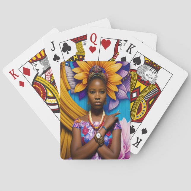 Gorgeous African woman with a watch Poker Cards (Back)