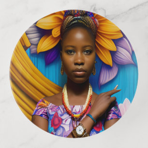 Gorgeous African woman with a watch Trinket Tray