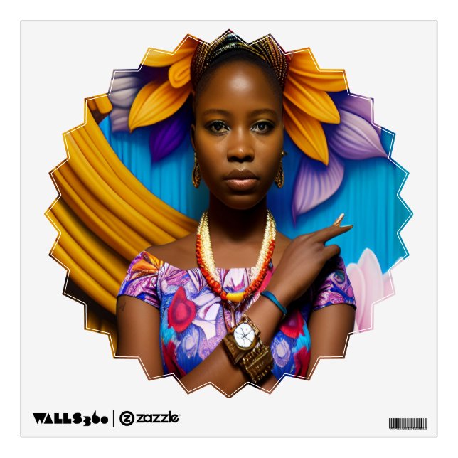 Gorgeous African woman with a watch Wall Decal (Front)