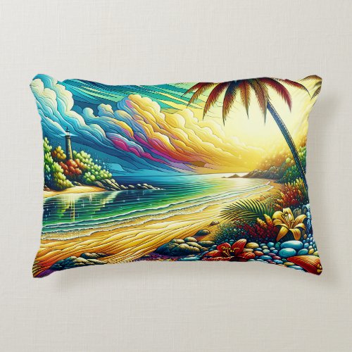 Gorgeous Ai Art  Coastal Beauty   Accent Pillow