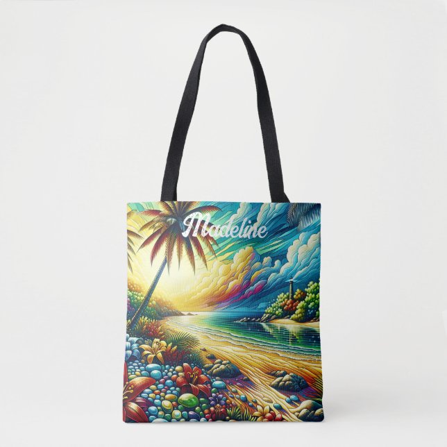 Gorgeous Ai Art | Coastal Beauty Personalized Tote Bag (Front)
