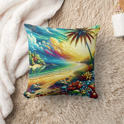 Gorgeous Ai Art  Coastal Beauty   Throw Pillow