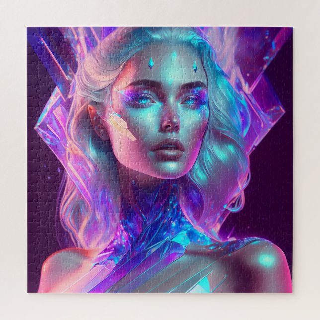 Gorgeous Ai Art Pretty Icy Glass like Woman Jigsaw Puzzle (Vertical)