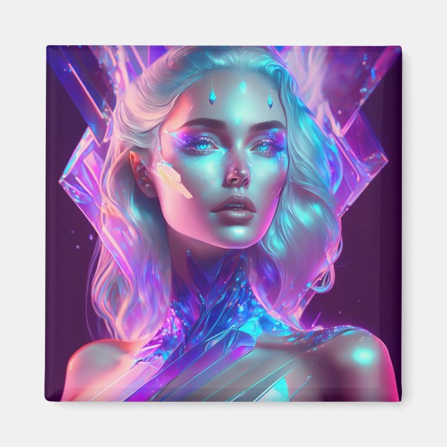 Gorgeous Ai Art Pretty Icy Glass like Woman Magnet (Front)