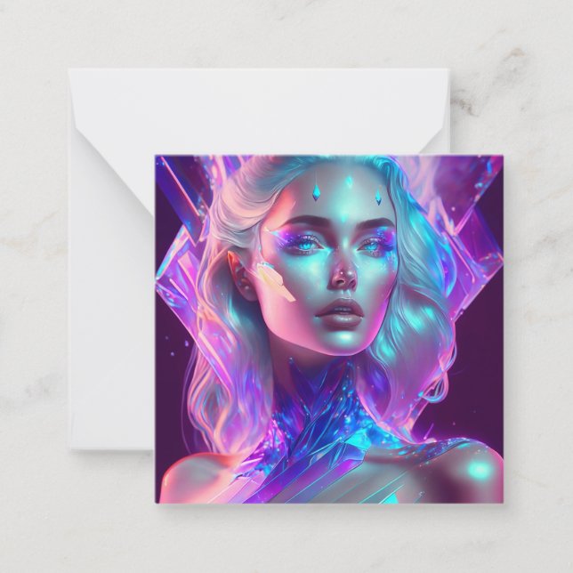 Gorgeous Ai Art Pretty Icy Glass like Woman Note Card (Front)