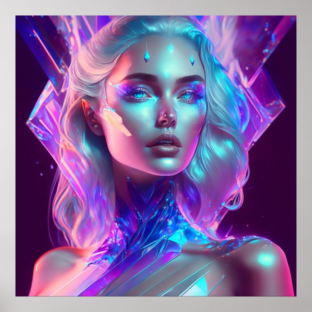 Gorgeous Ai Art Pretty Icy Glass like Woman Poster (Front)