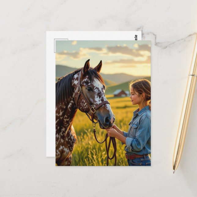 Gorgeous Appaloosa Horse and it's owner Postcard (Front/Back In Situ)