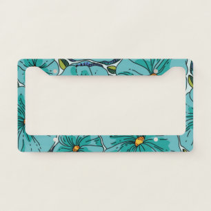 Gorgeous Aqua and Teal Floral License Plate Frame