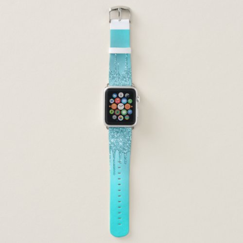 Gorgeous aqua blue mint  turquoise glitter drips apple watch band