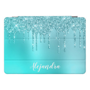 Gorgeous aqua blue mint & turquoise glitter drips iPad pro cover