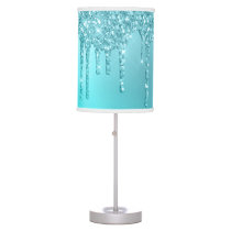 Gorgeous aqua blue mint & turquoise glitter drips table lamp Gorgeous aqua blue mint & turquoise glitter drips table lamp