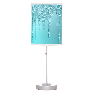 Gorgeous aqua blue mint & turquoise glitter drips table lamp