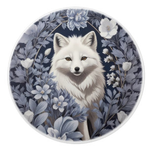 Gorgeous Arctic Fox William Morris Inspired Ceramic Knob