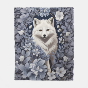 Gorgeous Arctic Fox William Morris Inspired Fleece Blanket