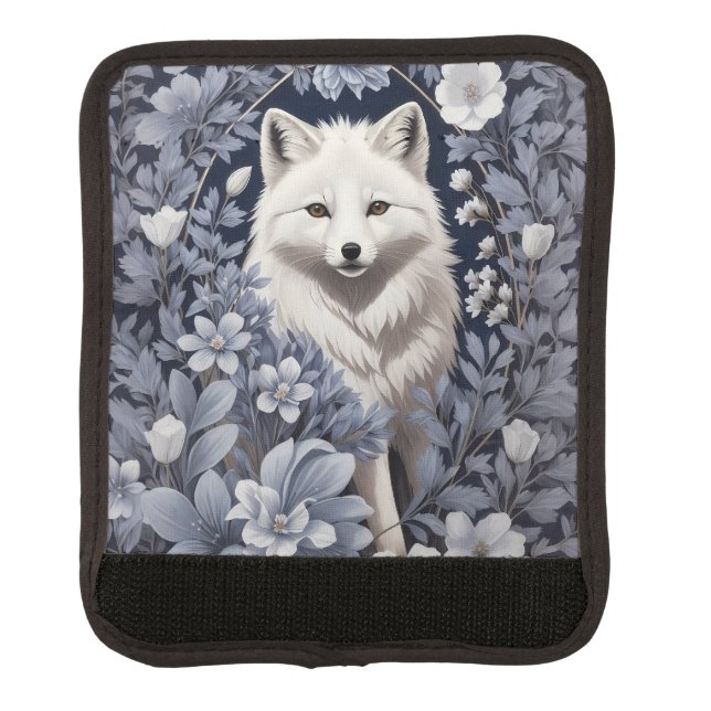 Gorgeous Arctic Fox William Morris Inspired Luggage Handle Wrap (Front)
