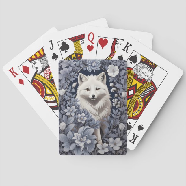 Gorgeous Arctic Fox William Morris Inspired Poker Cards (Back)