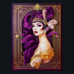 Gorgeous Art Deco Flapper  Poster<br><div class="desc">This is a gorgeous Art Deco Flapper poster. I just love the colors in this poster. So vivid and very art deco. The art deco frame is glorious. One of the nicest Flapper posters I have created. This was created using AI and I am stunned at how gorgeous it is....</div>
