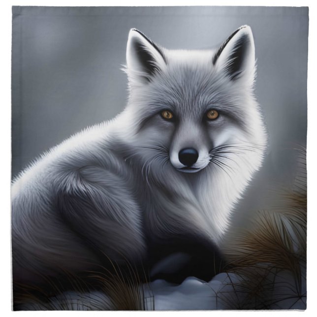 Gorgeous Artic Fox  Cloth Napkin (Front)