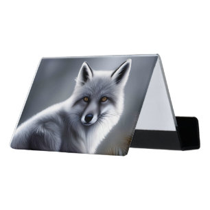 Gorgeous Artic Fox Desk Business Card Holder