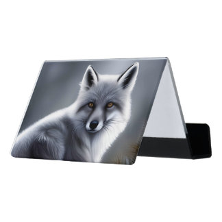 Gorgeous Artic Fox  Desk Business Card Holder