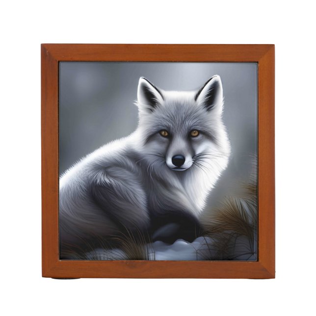 Gorgeous Artic Fox  Desk Organizer (Front)