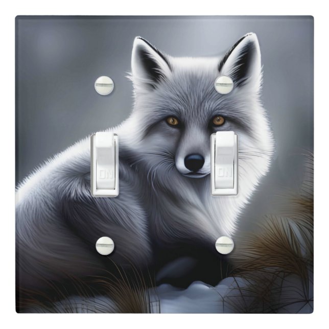 Gorgeous Artic Fox  Light Switch Cover (In Situ)