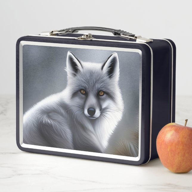 Gorgeous Artic Fox  Metal Lunch Box (In Situ)