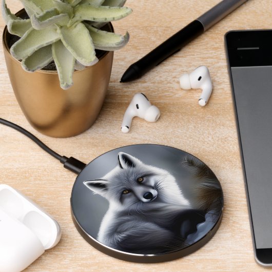 Gorgeous Artic Fox Wireless Charger (Desk 2)