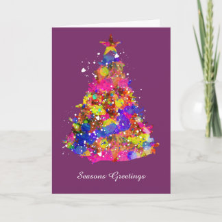 Gorgeous & Artistic Christmas Tree Bright Colorful Holiday Card
