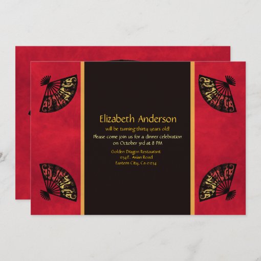 Gorgeous Asian Fan Invitation | Zazzle