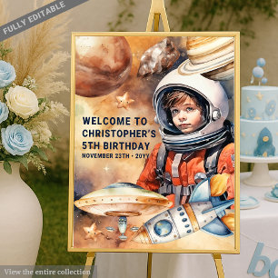 Gorgeous Astronaut Rocket Ship Birthday Welcome Foam Board
